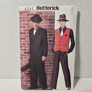 Butterick 3241 Uncut‎ Costume Sewing Pattern Men's Mobster Zoot Suit Vintage